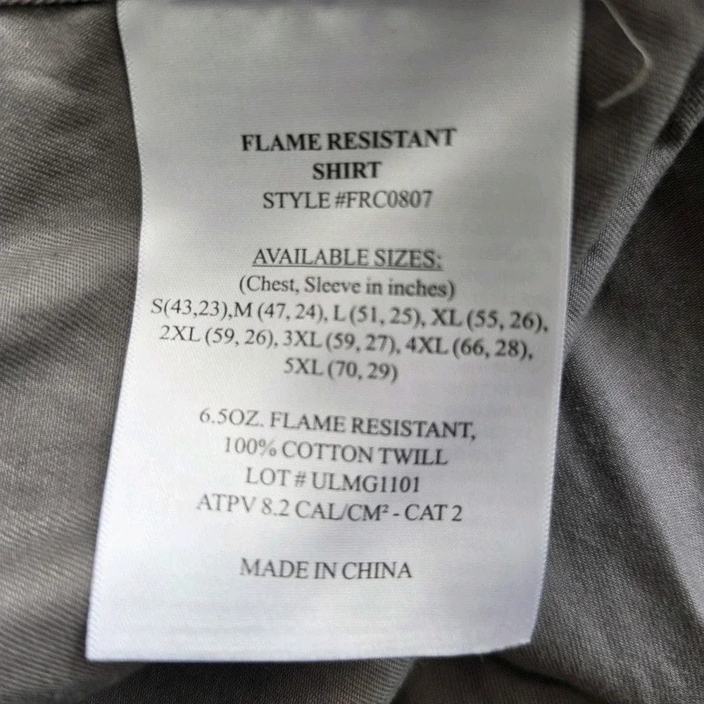 Bocomal Flame Resistant FR Work Shirt Men's XL Charcoal Gray Hi-Vis CAT 2